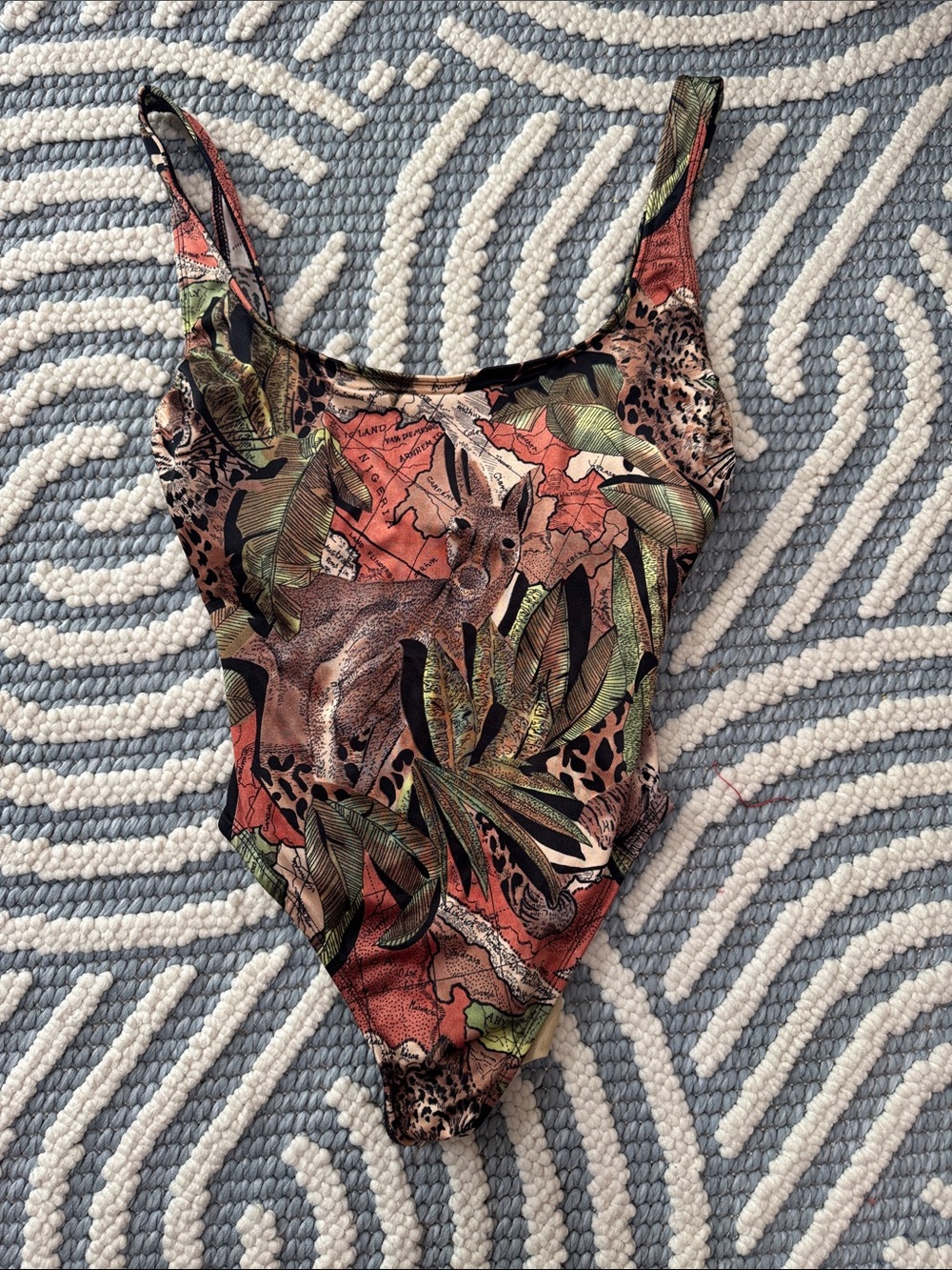 Vintage Harbour Casuals Australia Map Kangaroo Print One Piece Swimsuit